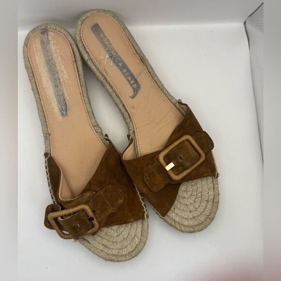 Veronica Beard Women’s Size 10 Apa Buckle Suede Demi Wedge Sandal Slide Brown - Picture 9 of 10